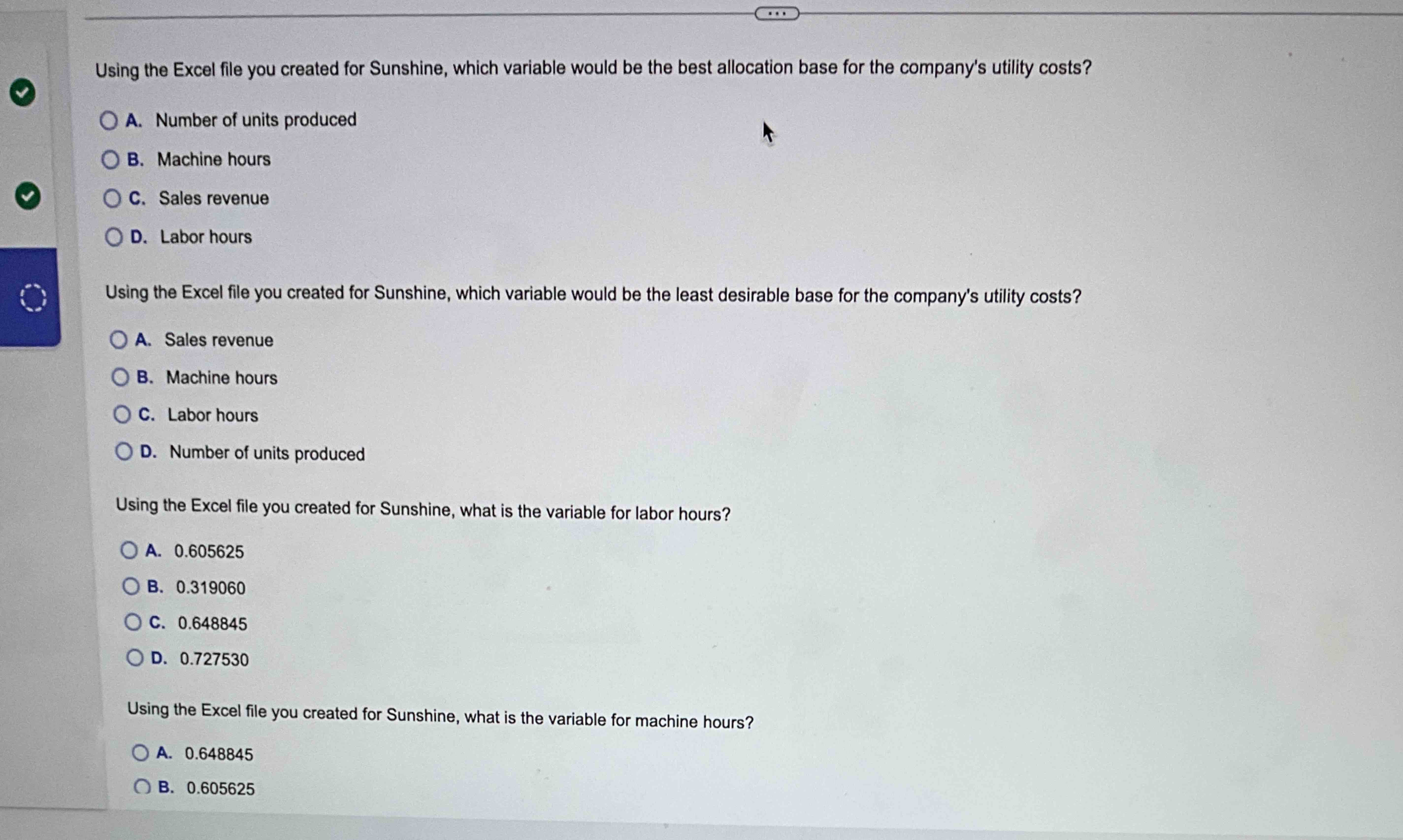 Using the Excel file you created for Sunshine,