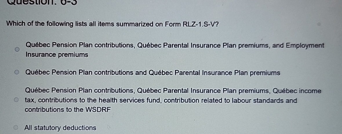 Which of the following lists all items summarized