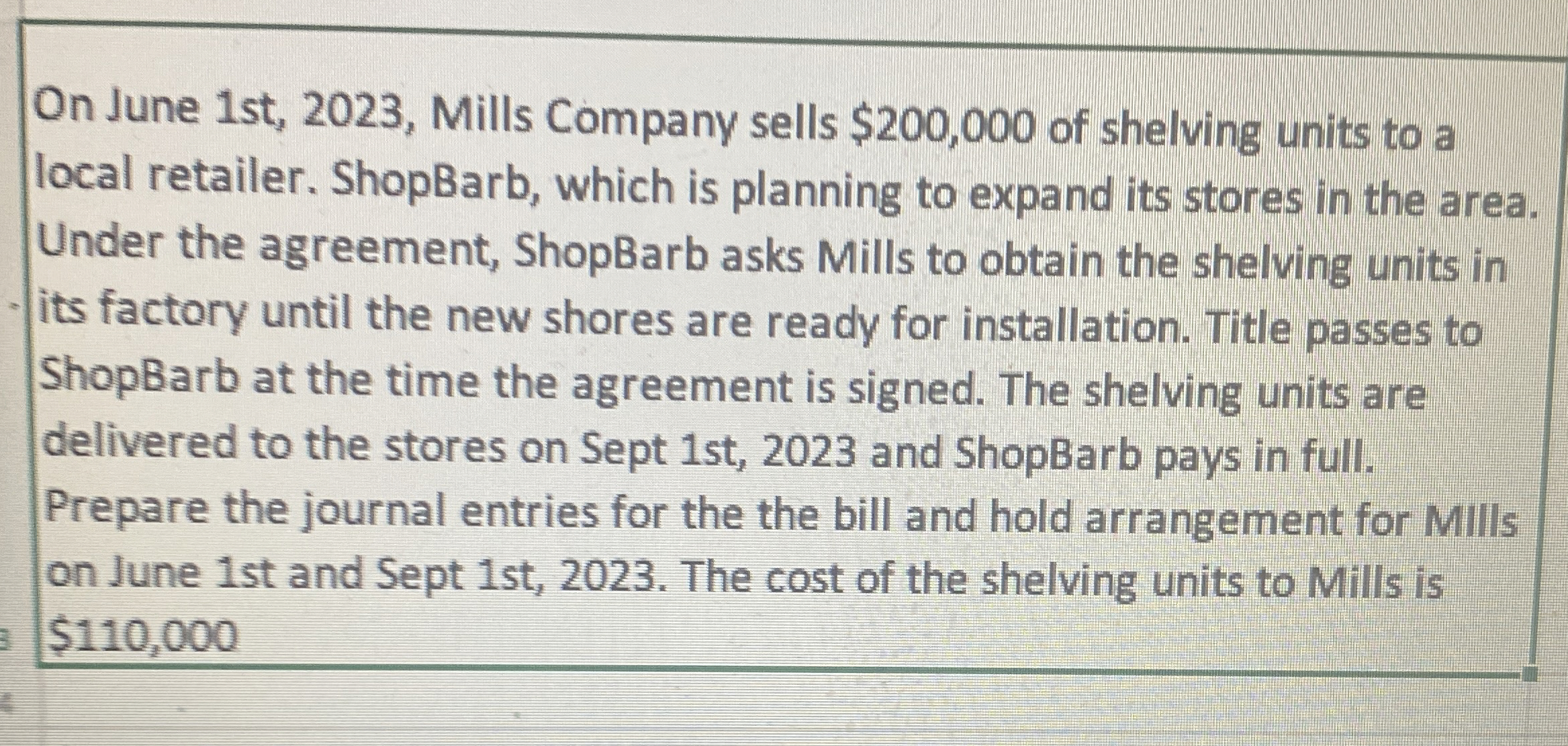 On June 1 st , 2 0 2 3 , Mills Company sells $ 2