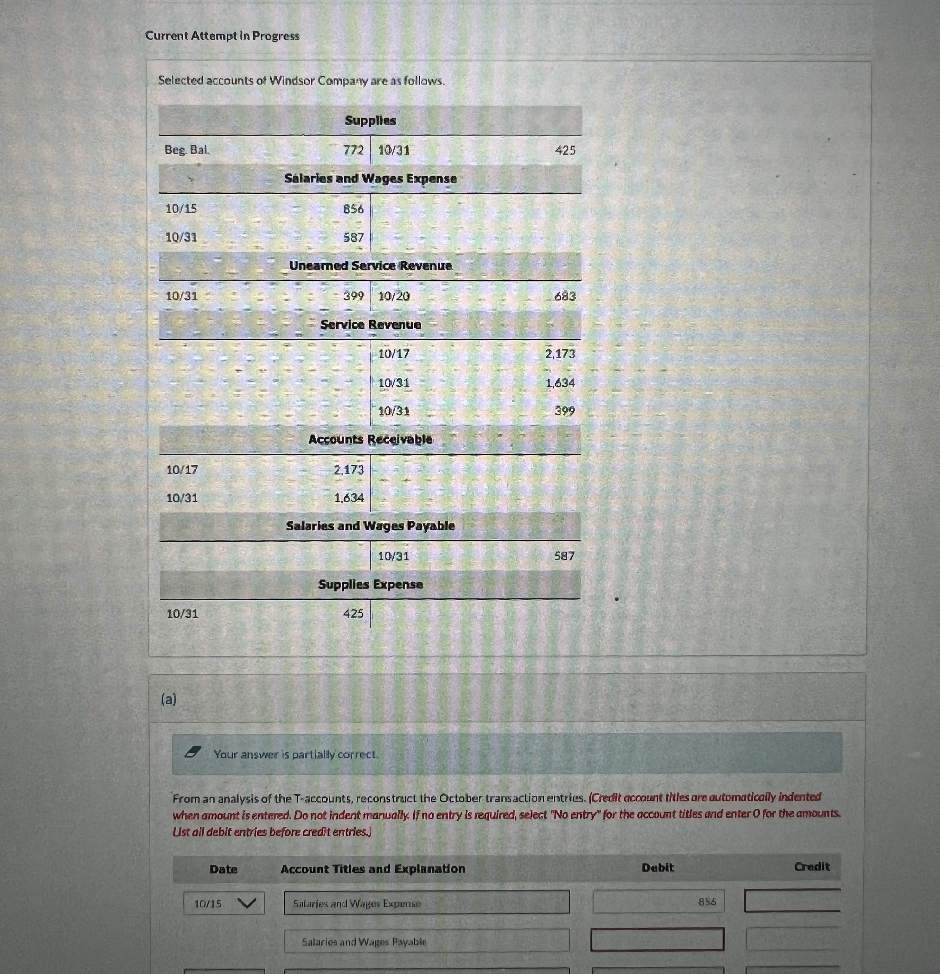 Current Attempt in Progress Selected accounts of