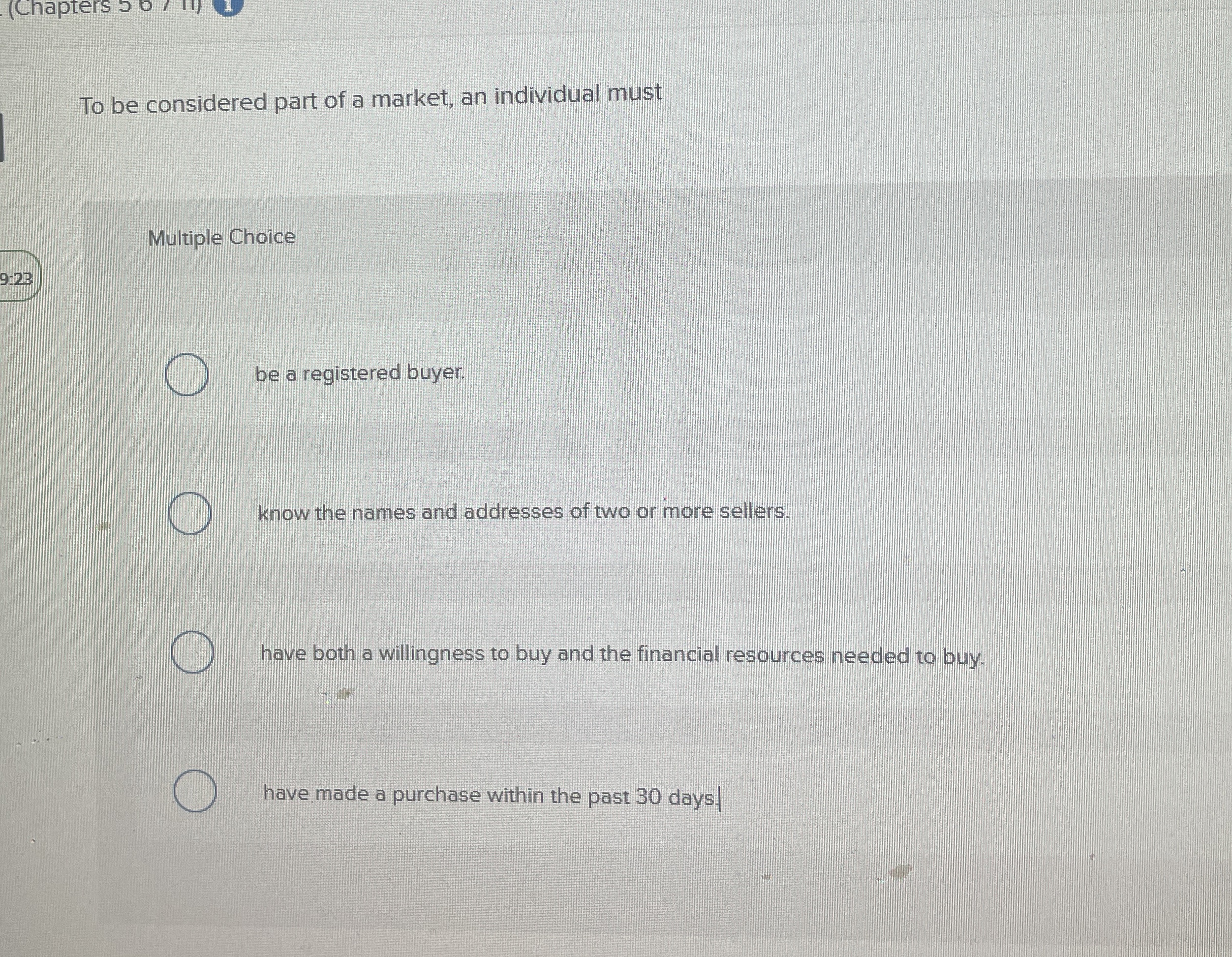 To be considered part of a market, an individual