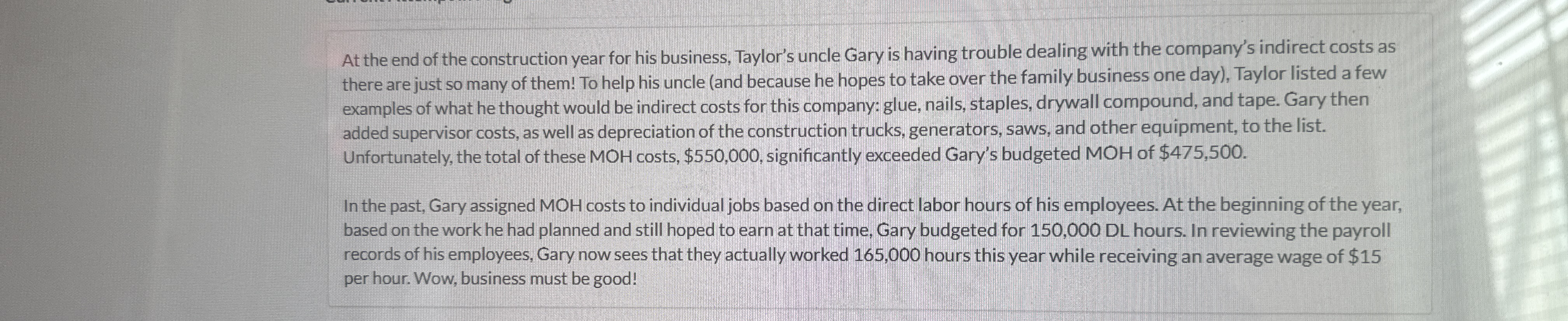 At the end of the construction year for his