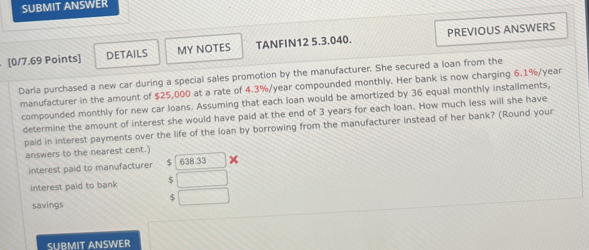 [ 0 / 7 . 6 9 Points ] TANFIN 1 2 5 . 3 . 0 4 0 .
