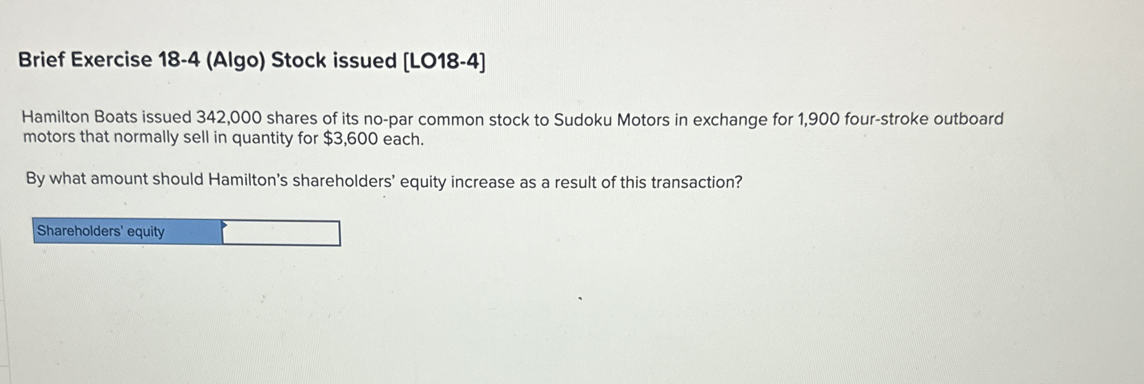 Brief Exercise 1 8 - 4 ( Algo ) Stock issued [ LO