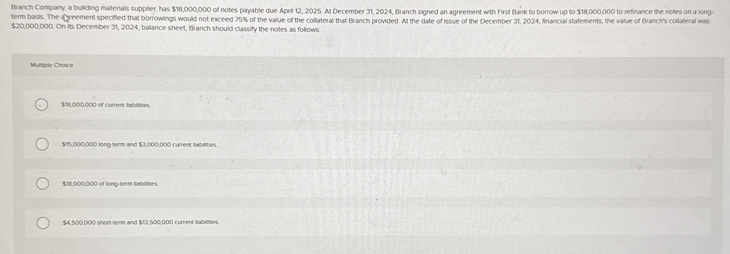 $ 2 0 , 0 0 0 , 0 0 0 . On its December 3 1 , 2 0