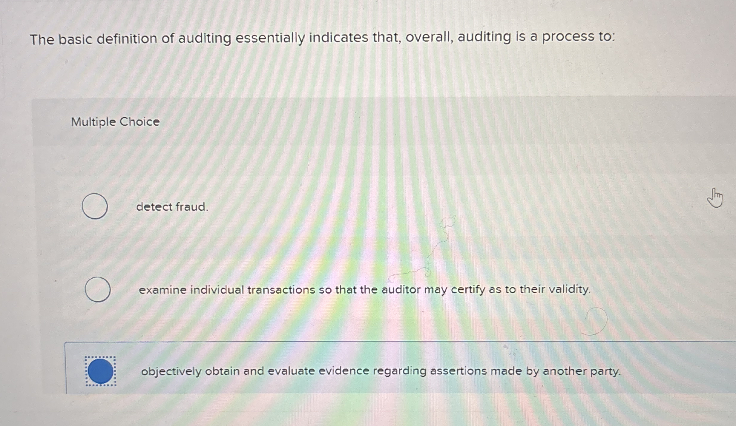 The basic definition of auditing essentially