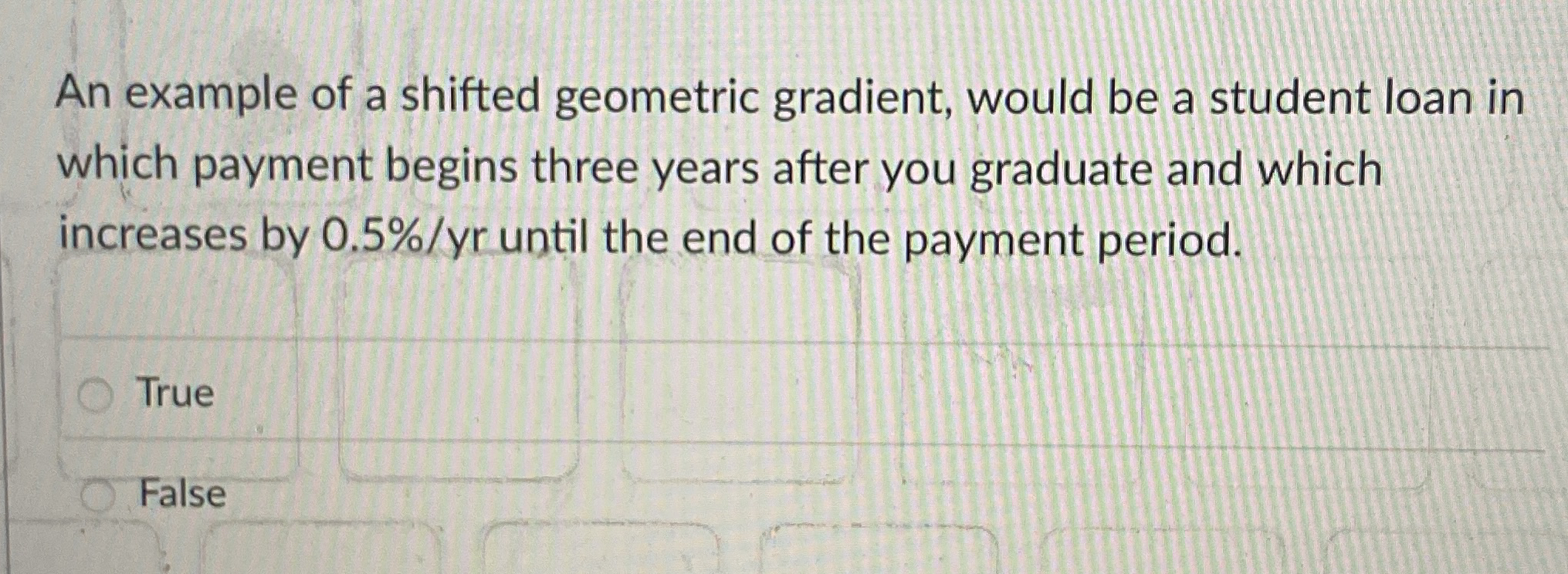 An example of a shifted geometric gradient, would