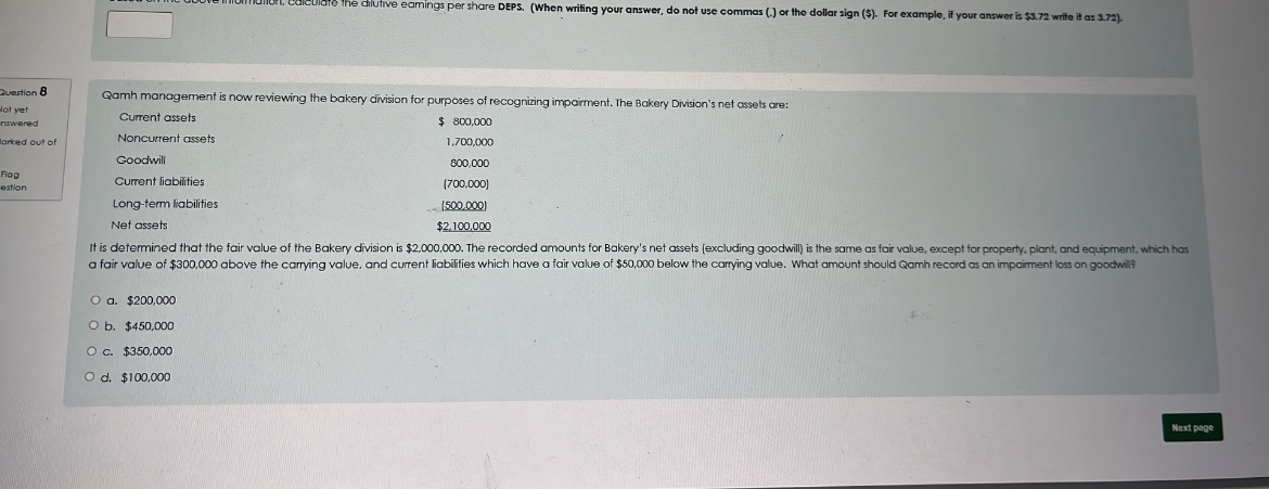The dilutive earnings per share DEPS. ( When