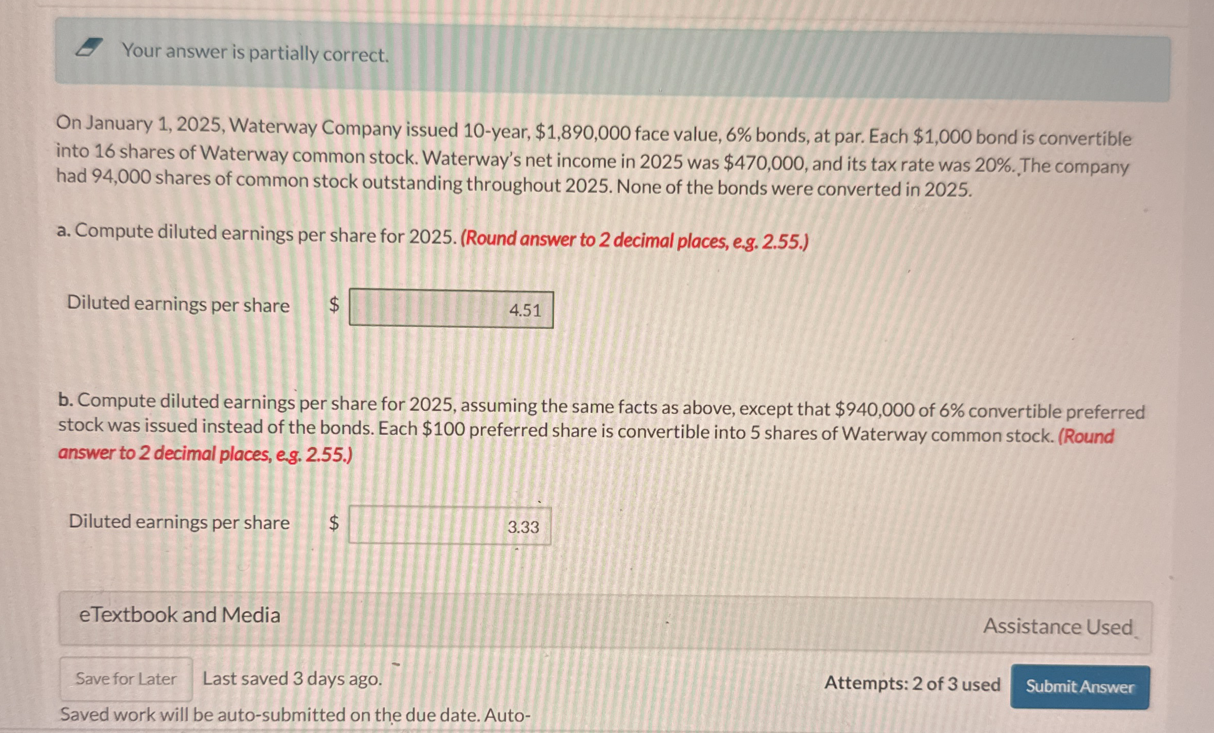 Your answer is partially correct. On January 1 ,