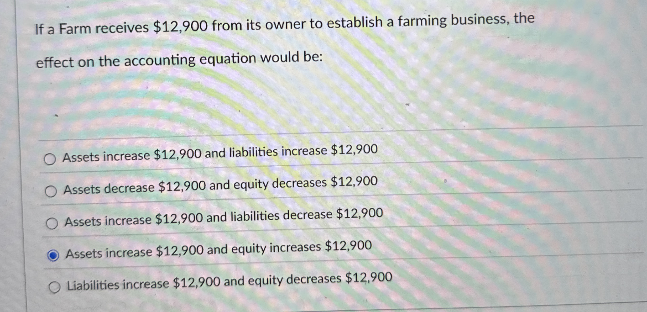 If a Farm receives $ 1 2 , 9 0 0 from its owner