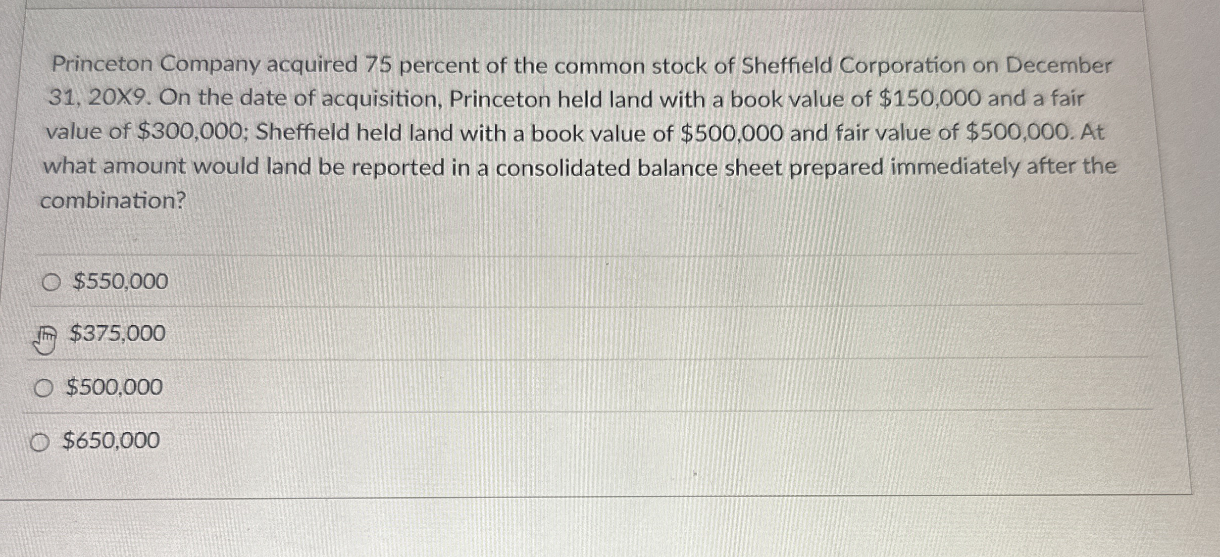 Princeton Company acquired 7 5 percent of the