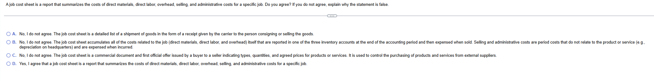 \ ( \ qquad \ ) A . No , I do not agree. The job