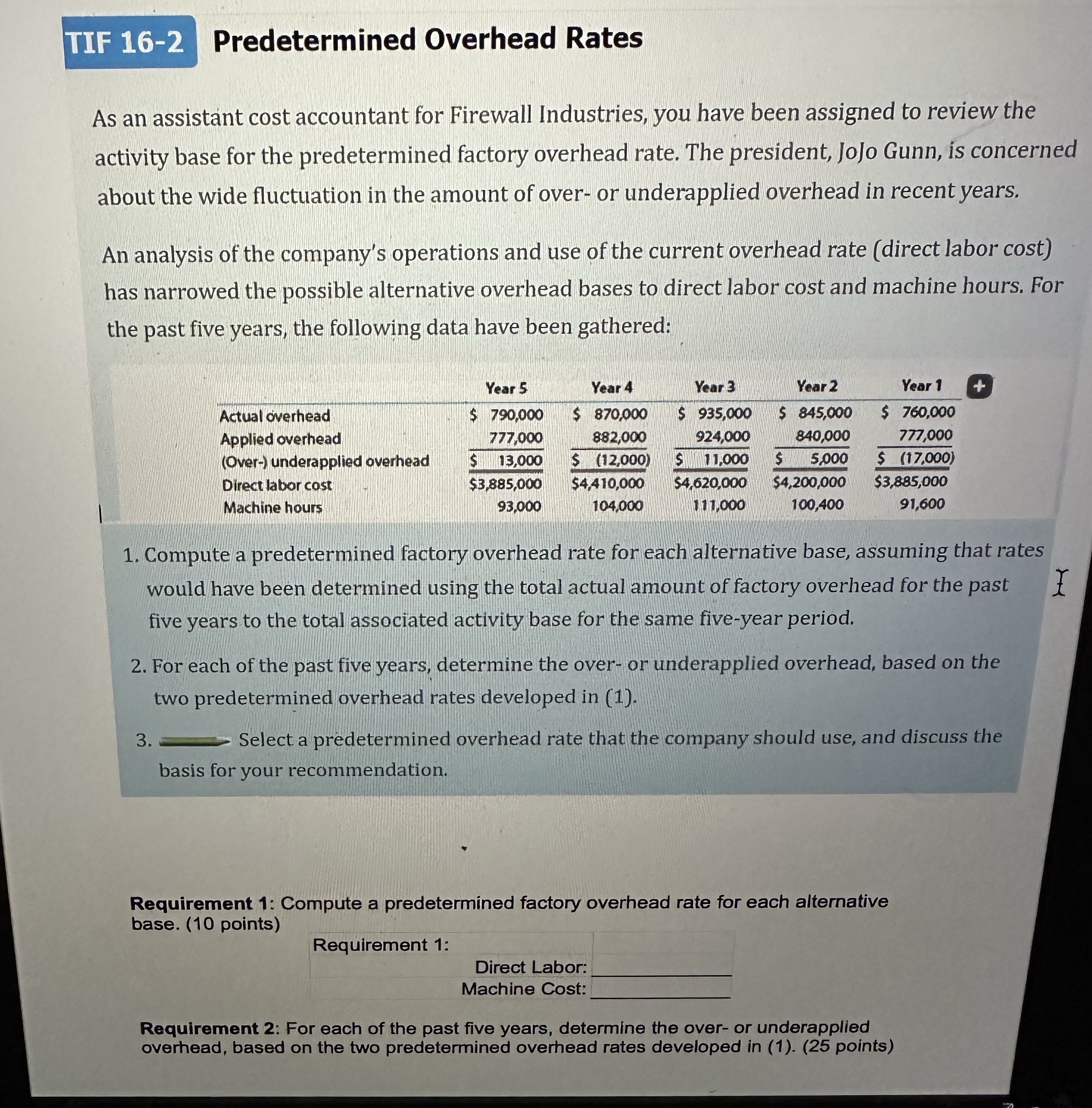 Requirement 2 : Requirement 3 : Select a