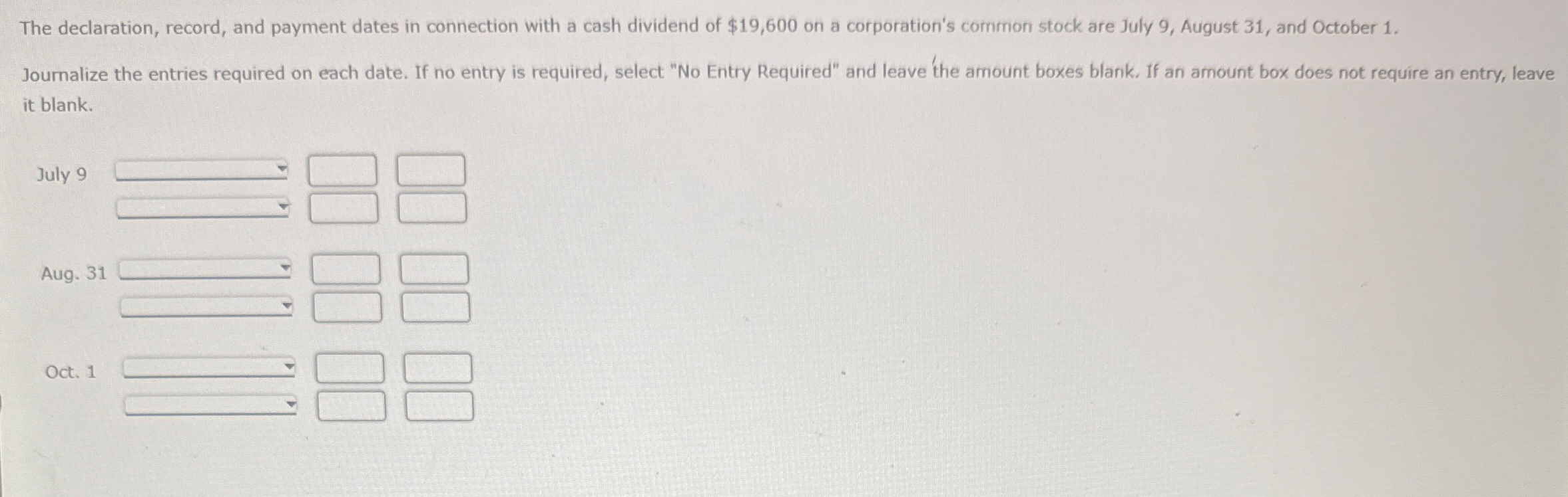 The declaration, record, and payment dates in