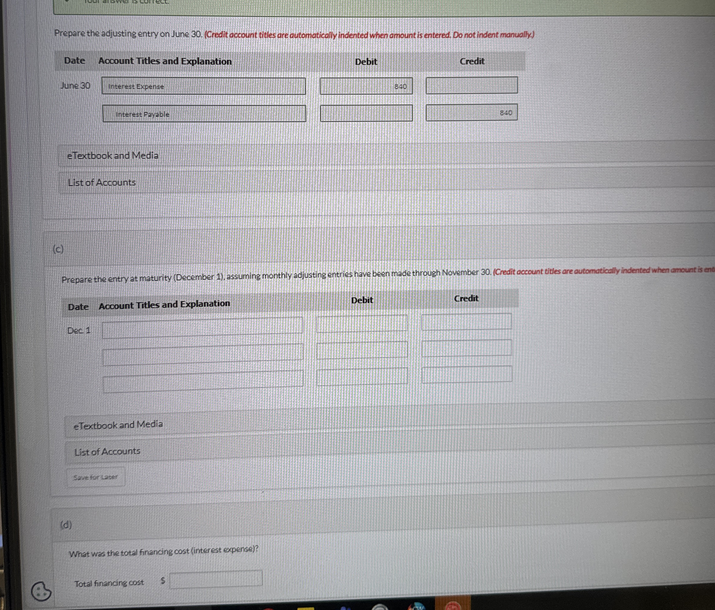 Prepare the adjusting entry on June 3 0 . (