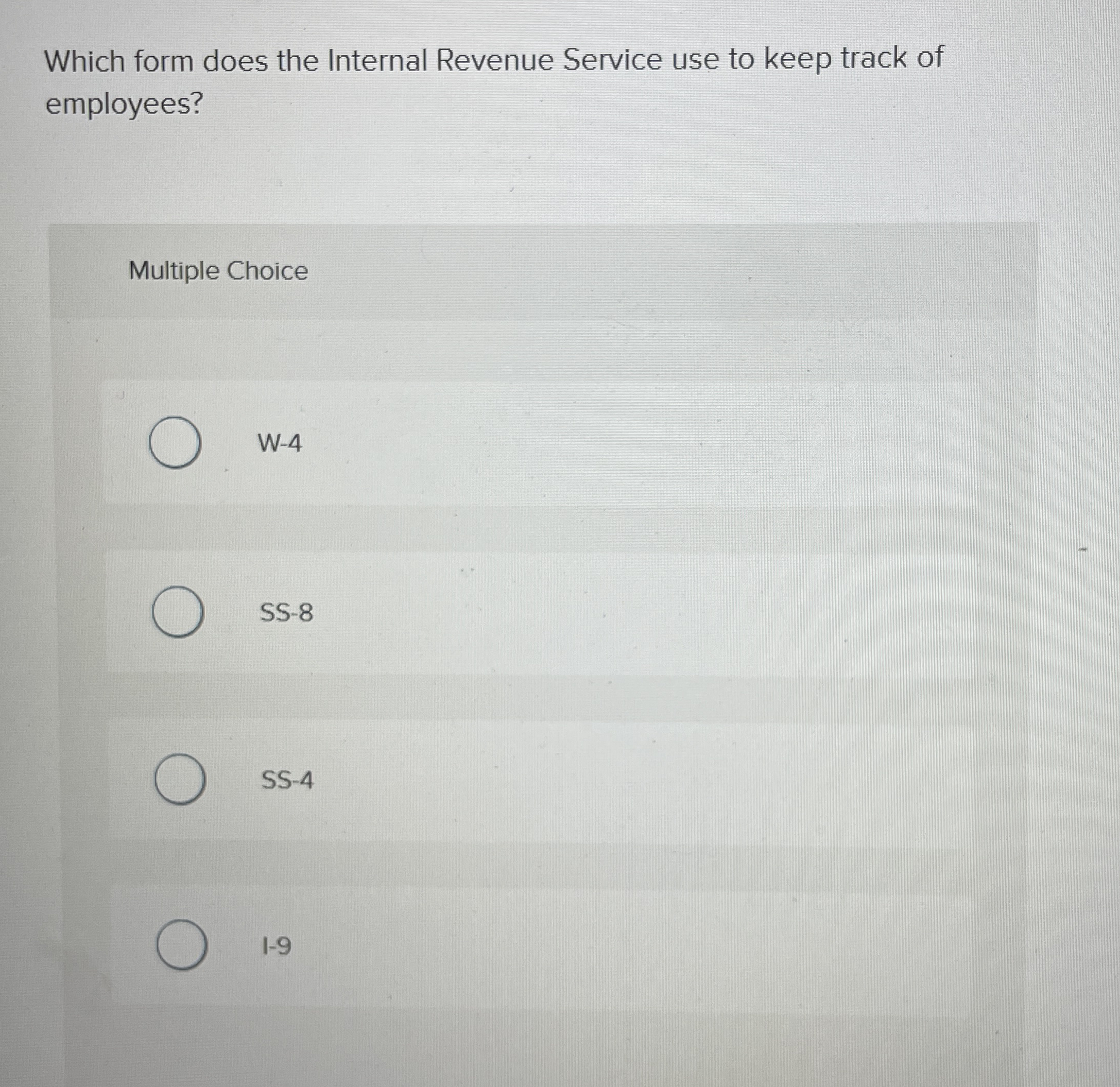 Which form does the Internal Revenue Service use