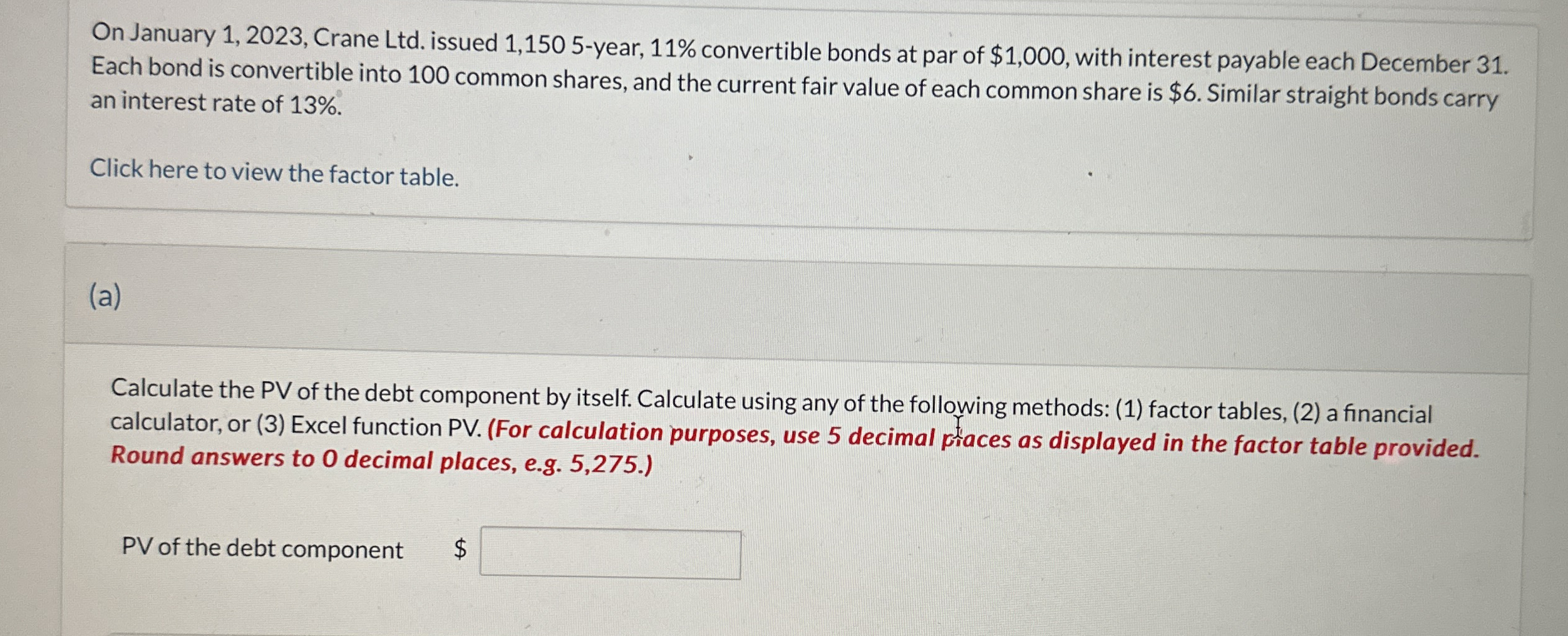On January 1 , 2 0 2 3 , Crane Ltd . issued 1 , 1