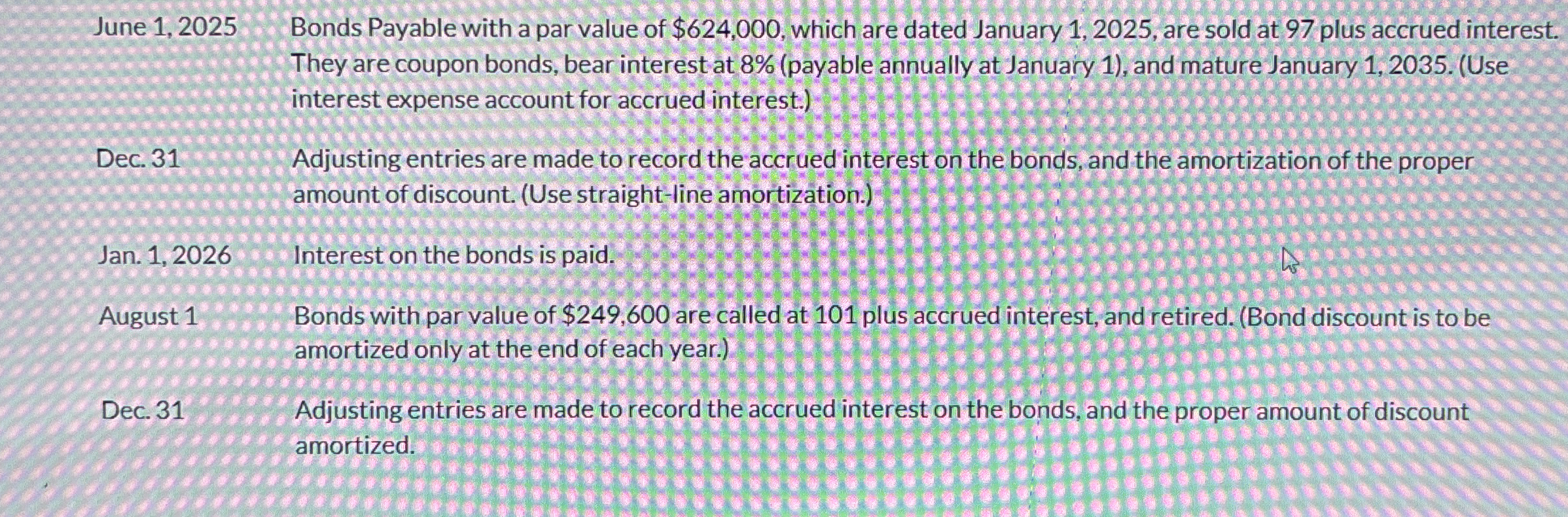 June 1 , 2 0 2 5 Bonds Payable with a par value