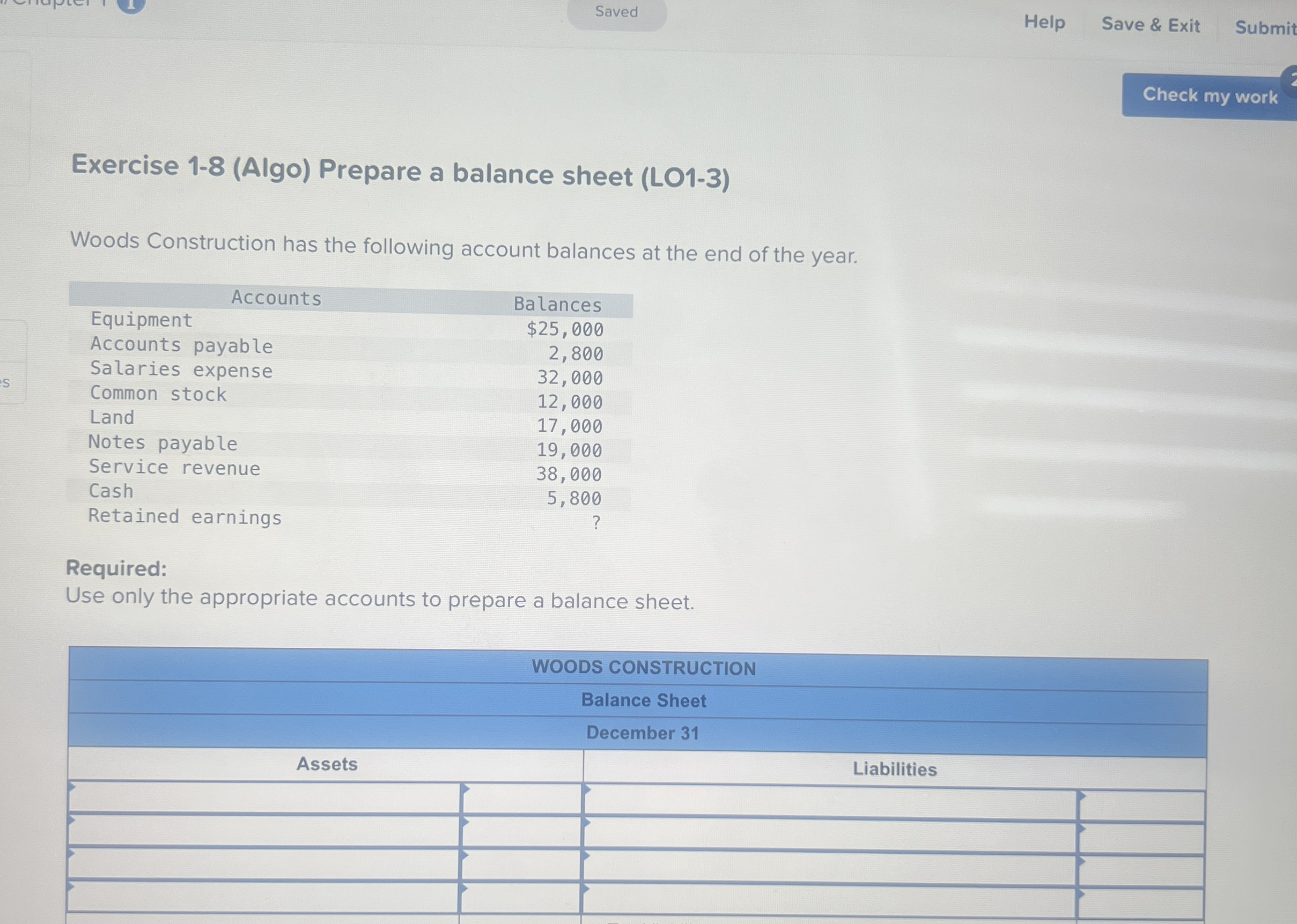 Saved Help Save & Exit Submit Exercise 1 - 8 (