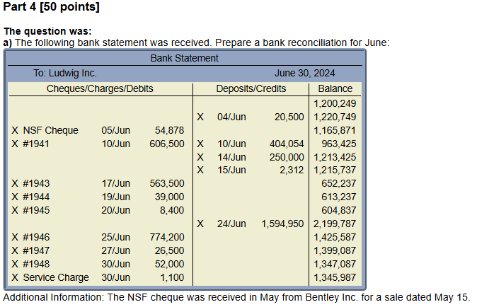 Part 4 [ 5 0 points ] The question was: a ) The