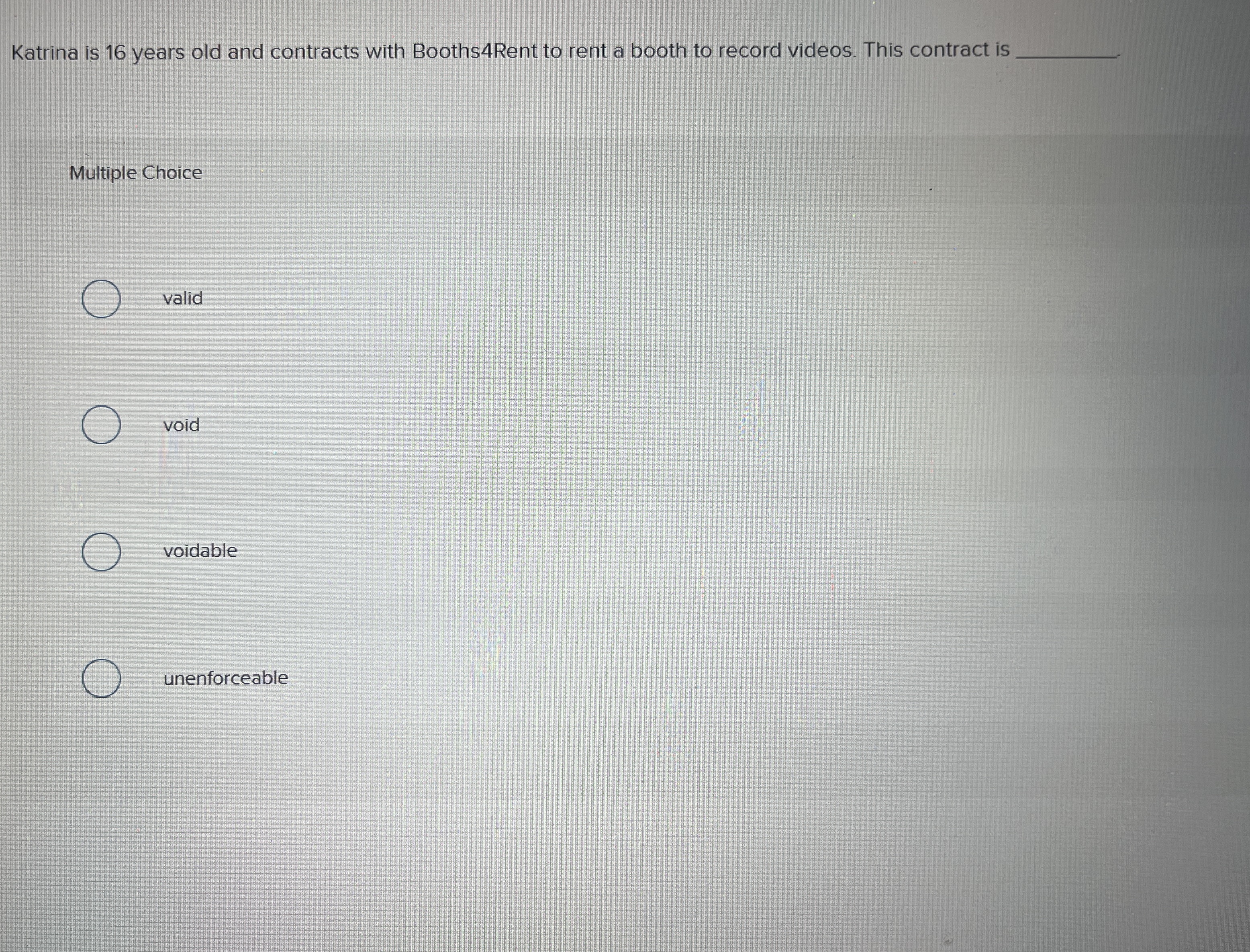 katrina is 1 6 years old and contracts with