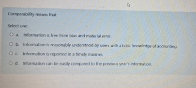 Comparability means that: Select one: a .