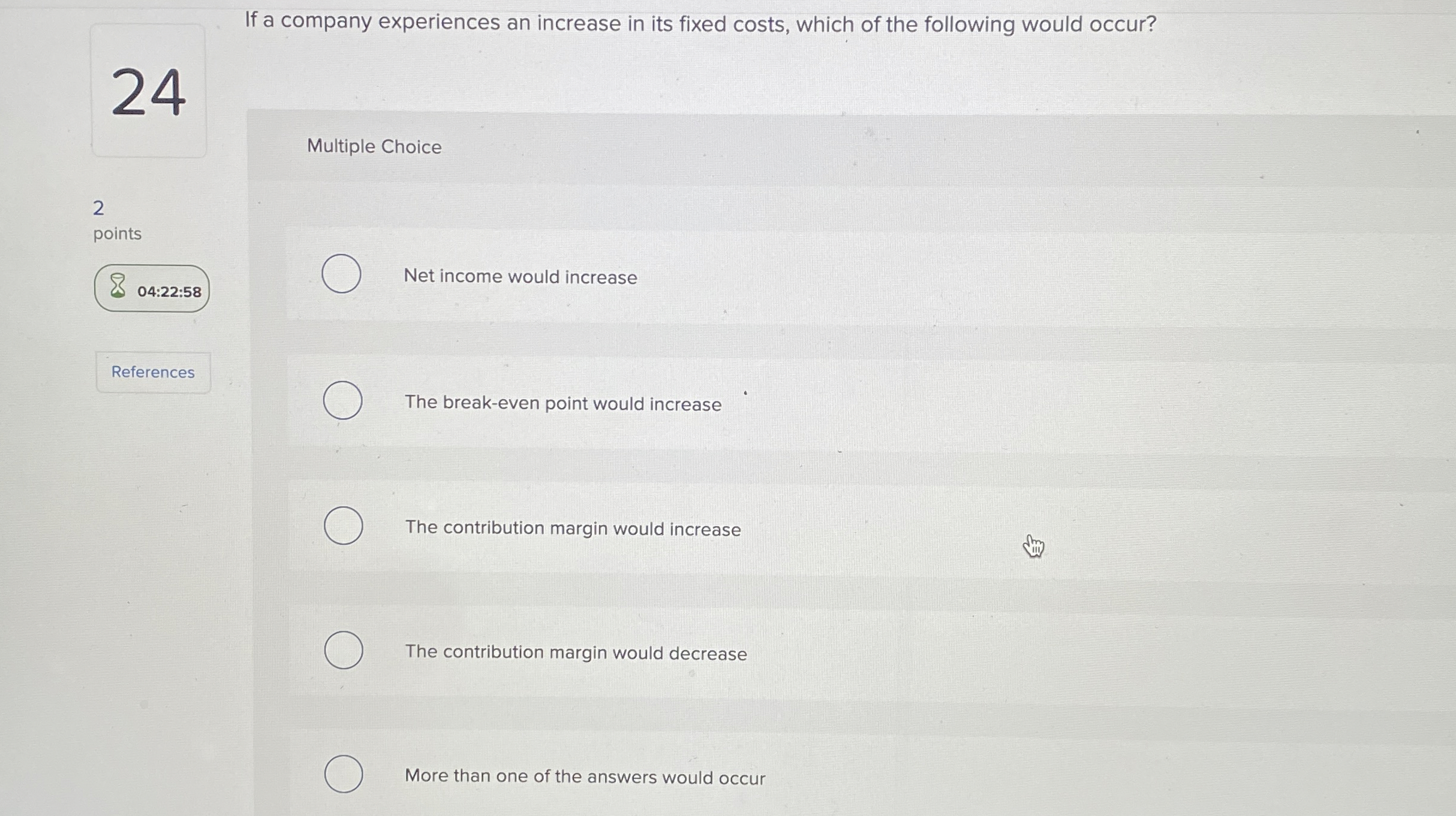 If a company experiences an increase in its fixed