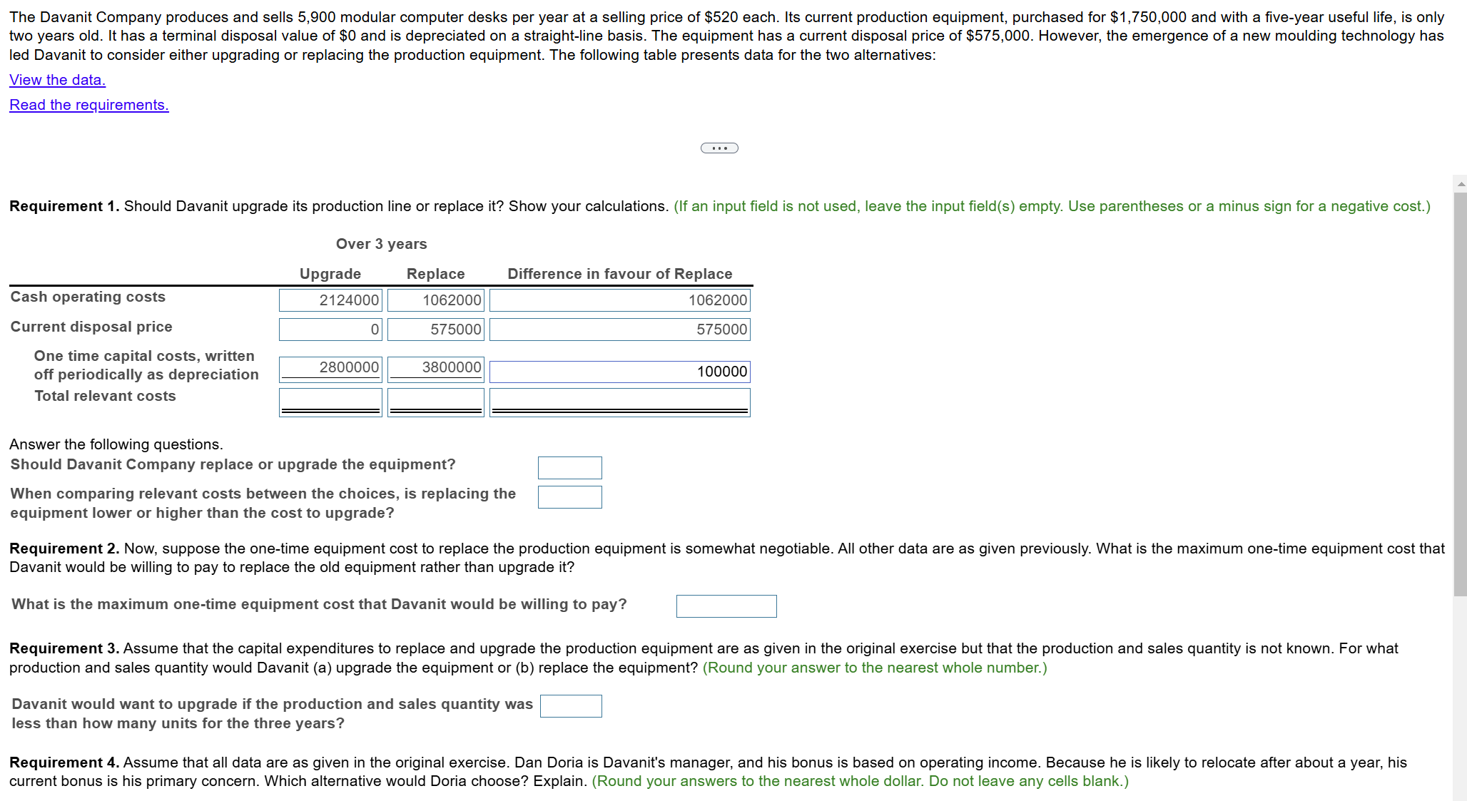 led Davanit to consider either upgrading or