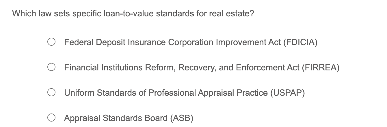 Which law sets specific loan - to - value