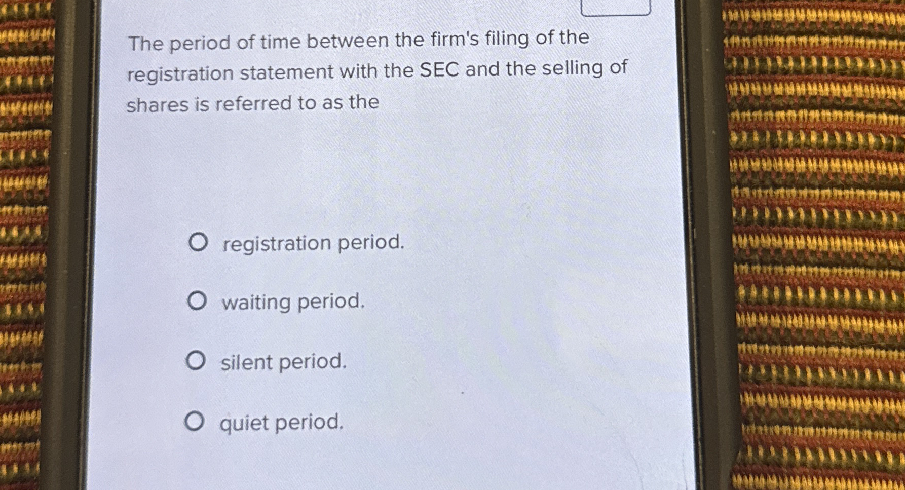 The period of time between the firm's filing of