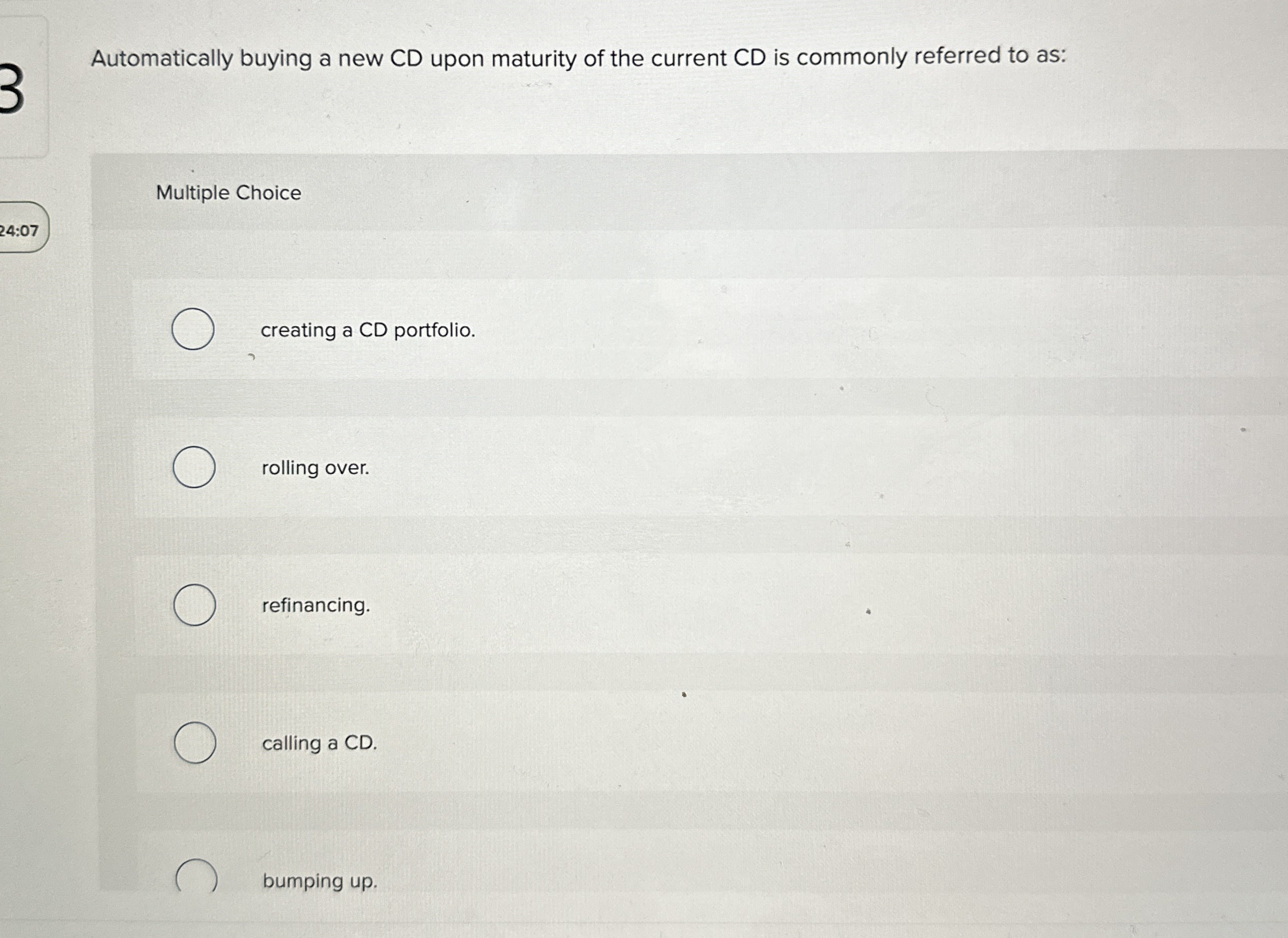 Automatically buying a new C D upon maturity of