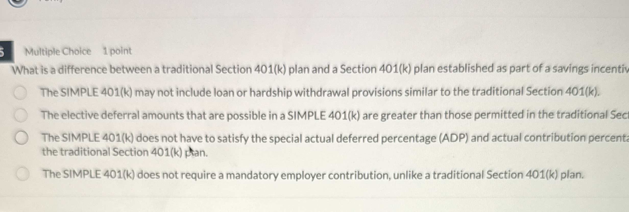 Multiple Choice 1 point What is a difference