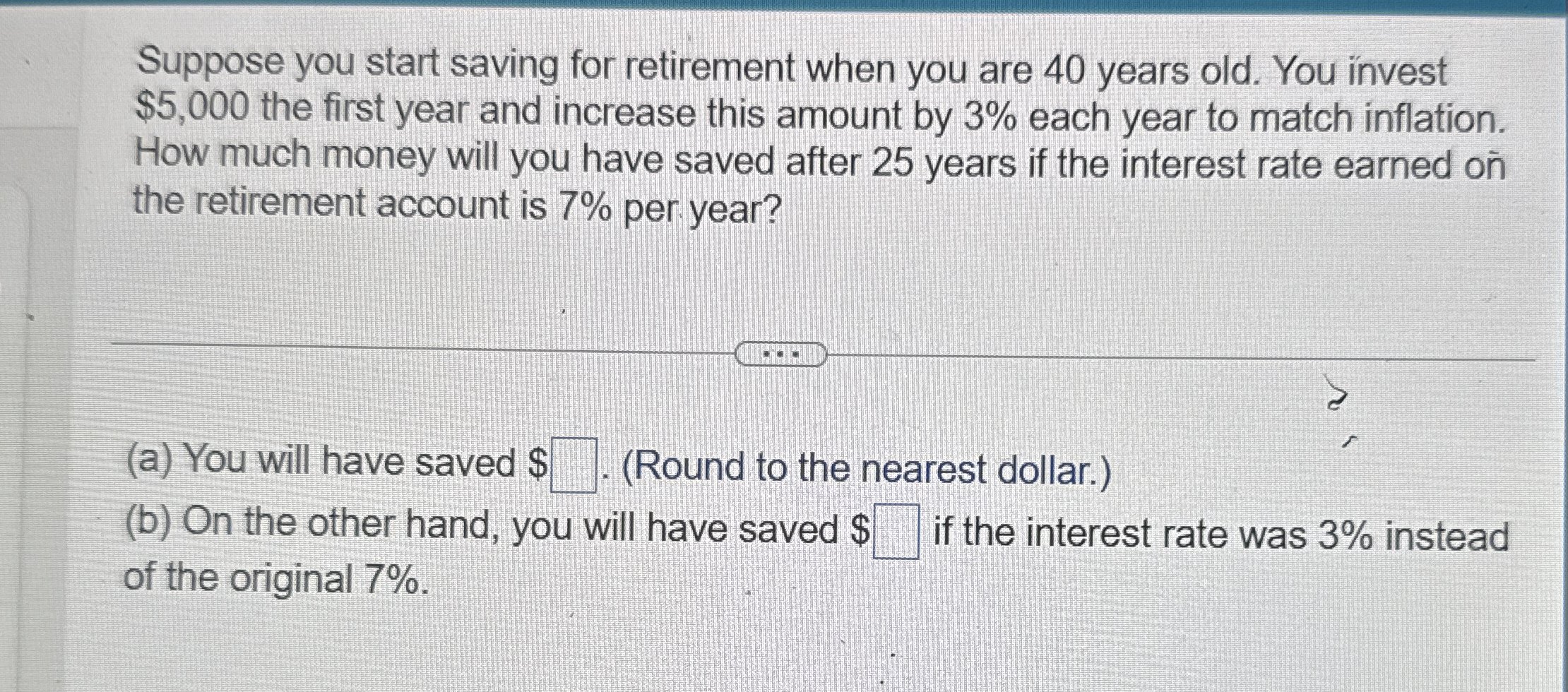 Suppose you start saving for retirement when you