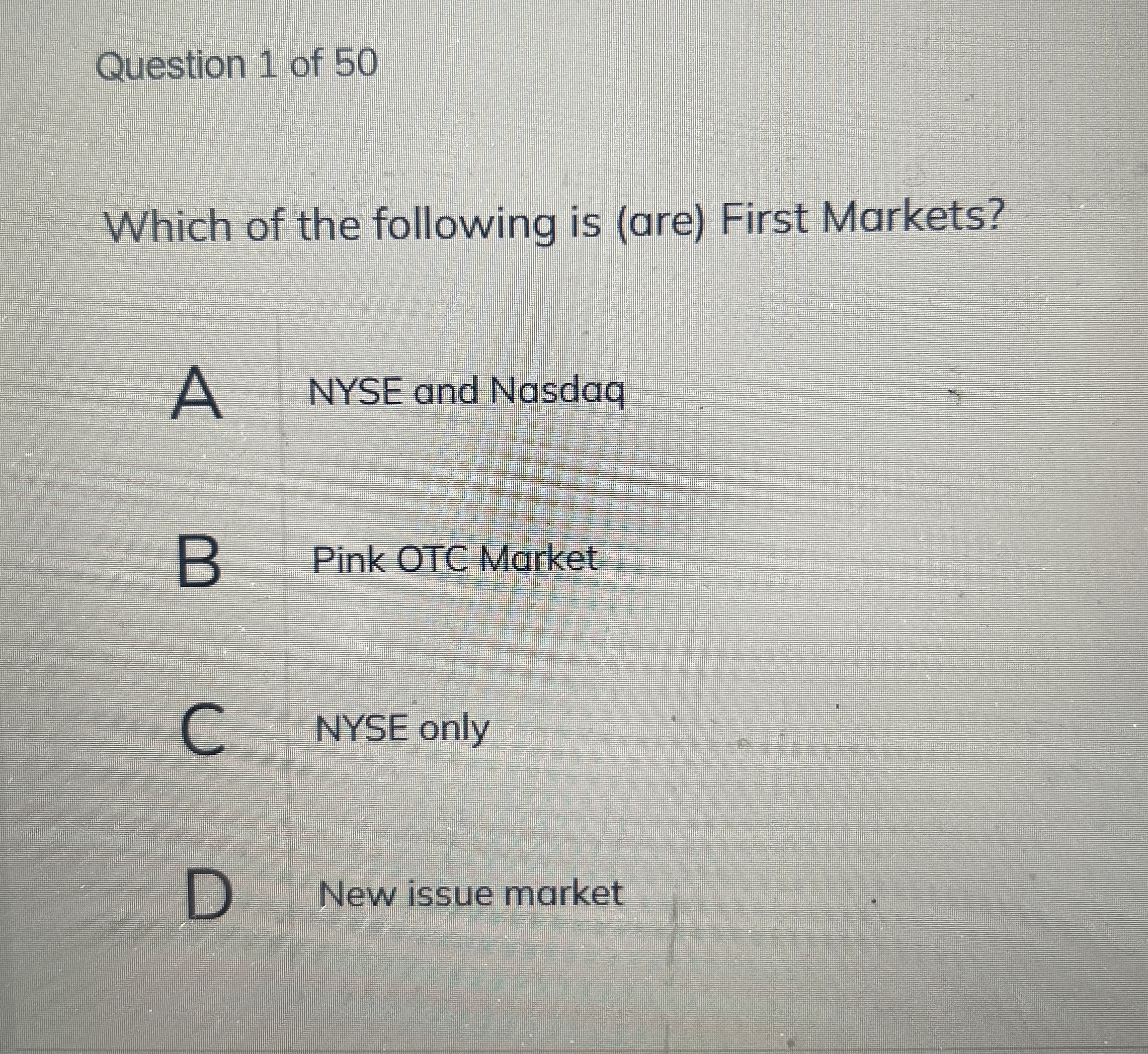 Question 1 of 5 0 Which of the following is ( are