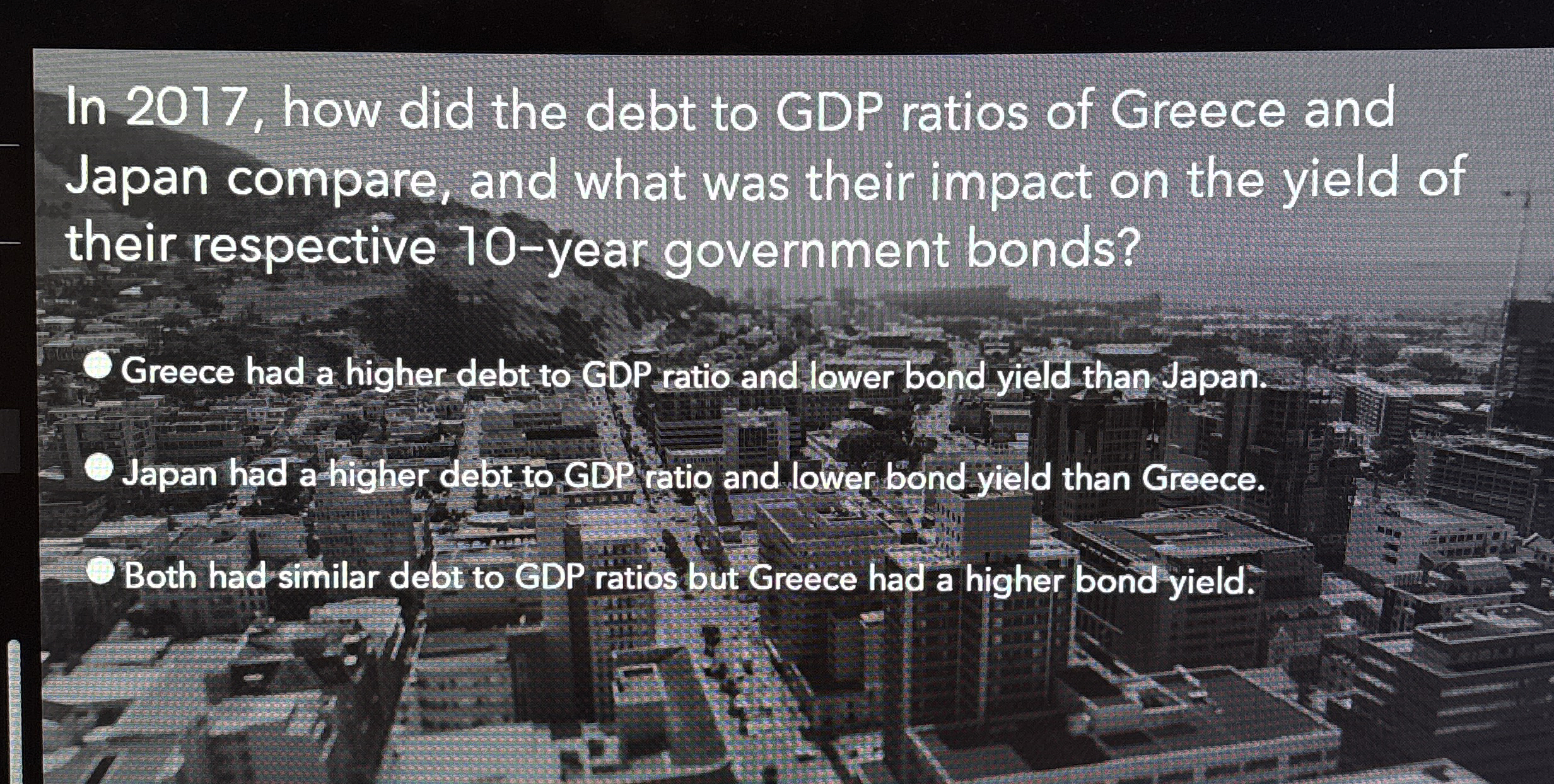 In 2 0 1 7 , how did the debt to GDP ratios of