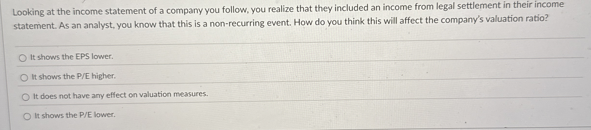 Looking at the income statement of a company you