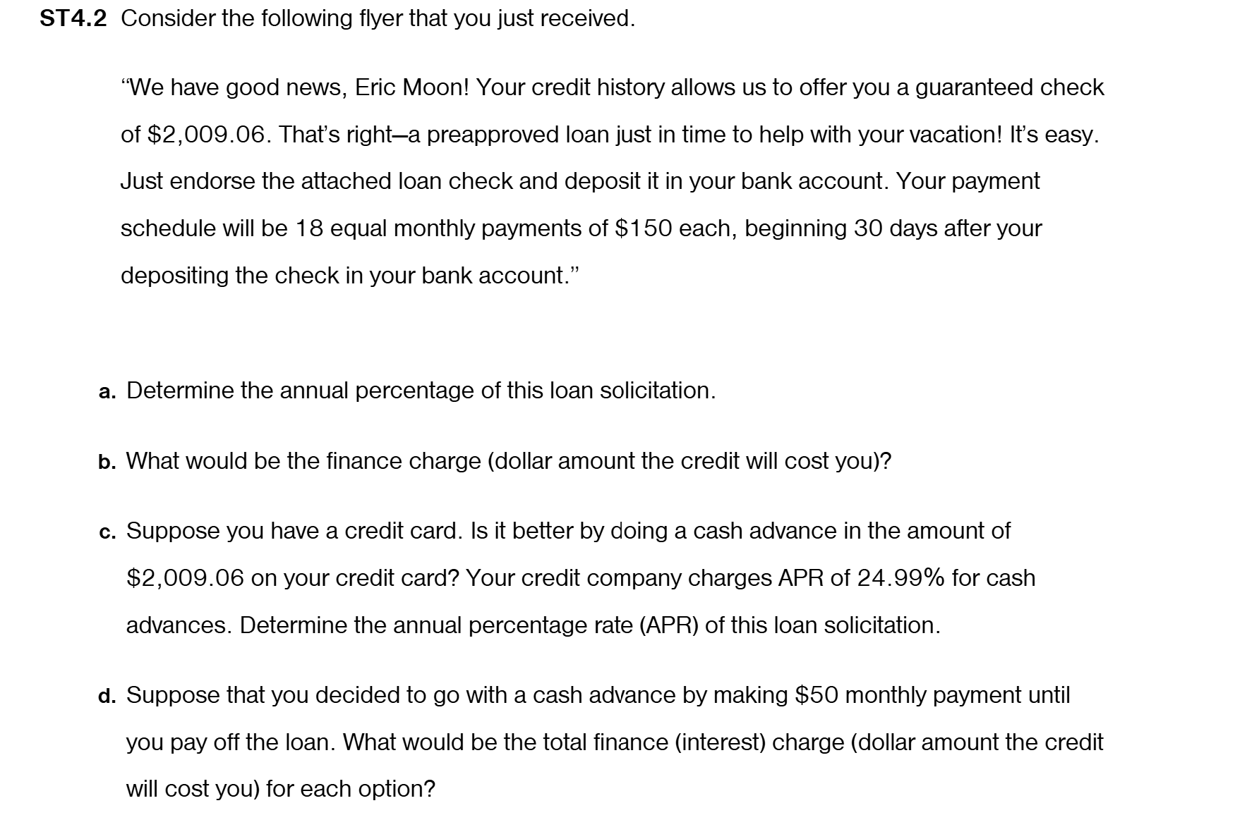 Short Case Study ST 4 . 2 on page 2 0 1 of your