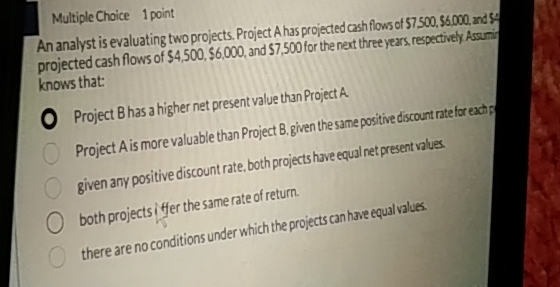 an analyst is ev Multiple Choice 1 point An