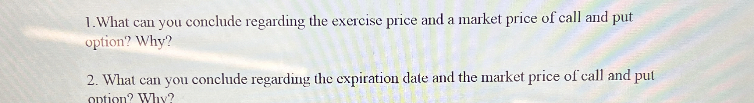 1 . What can you conclude regarding the exercise