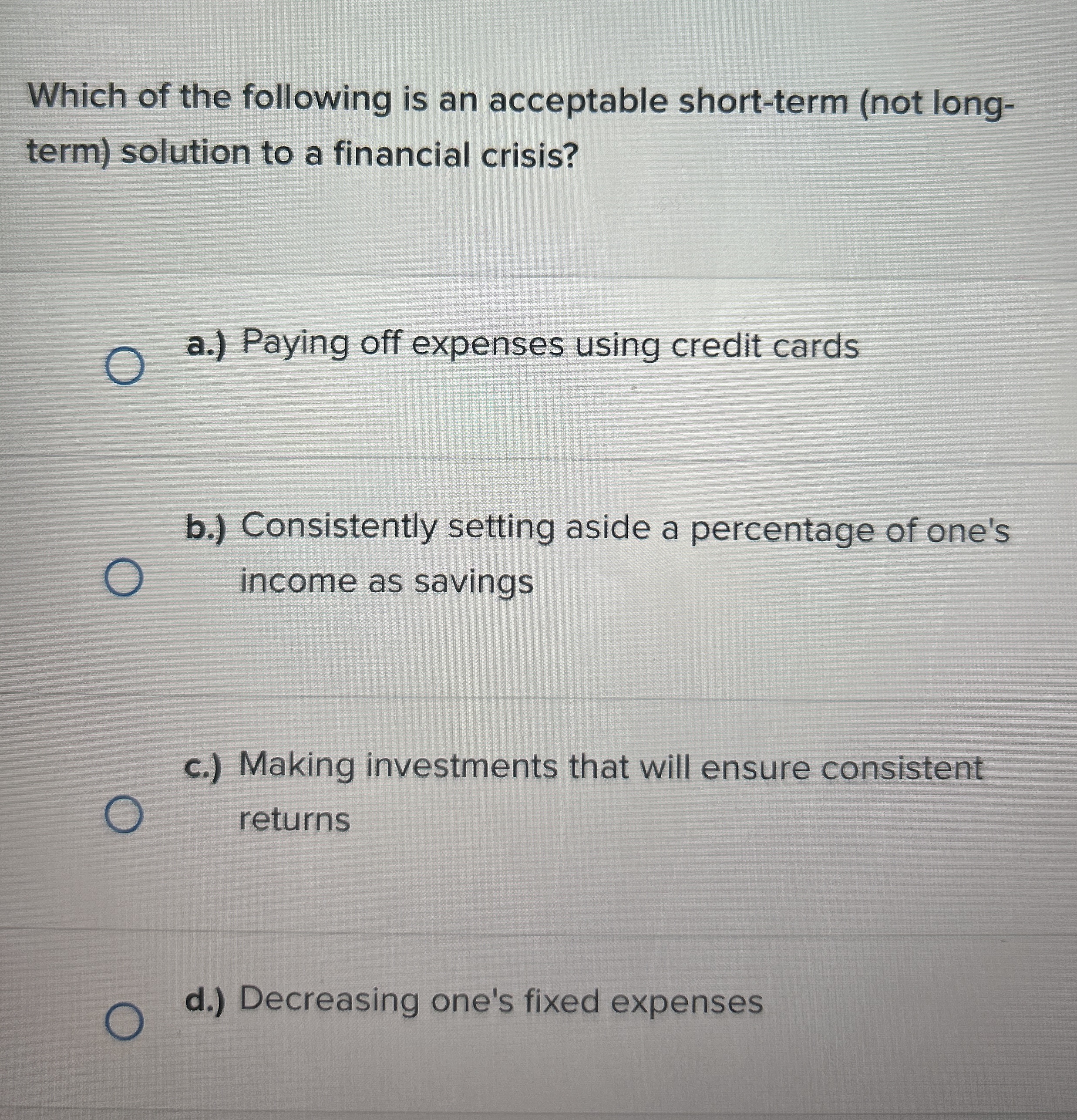 Which of the following is an acceptable short -