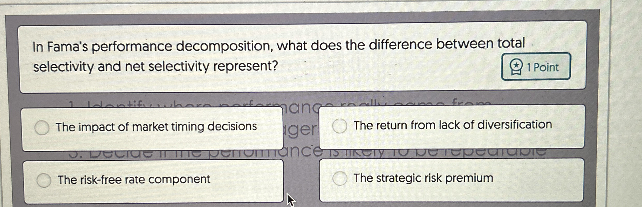 In Fama's performance decomposition, what does
