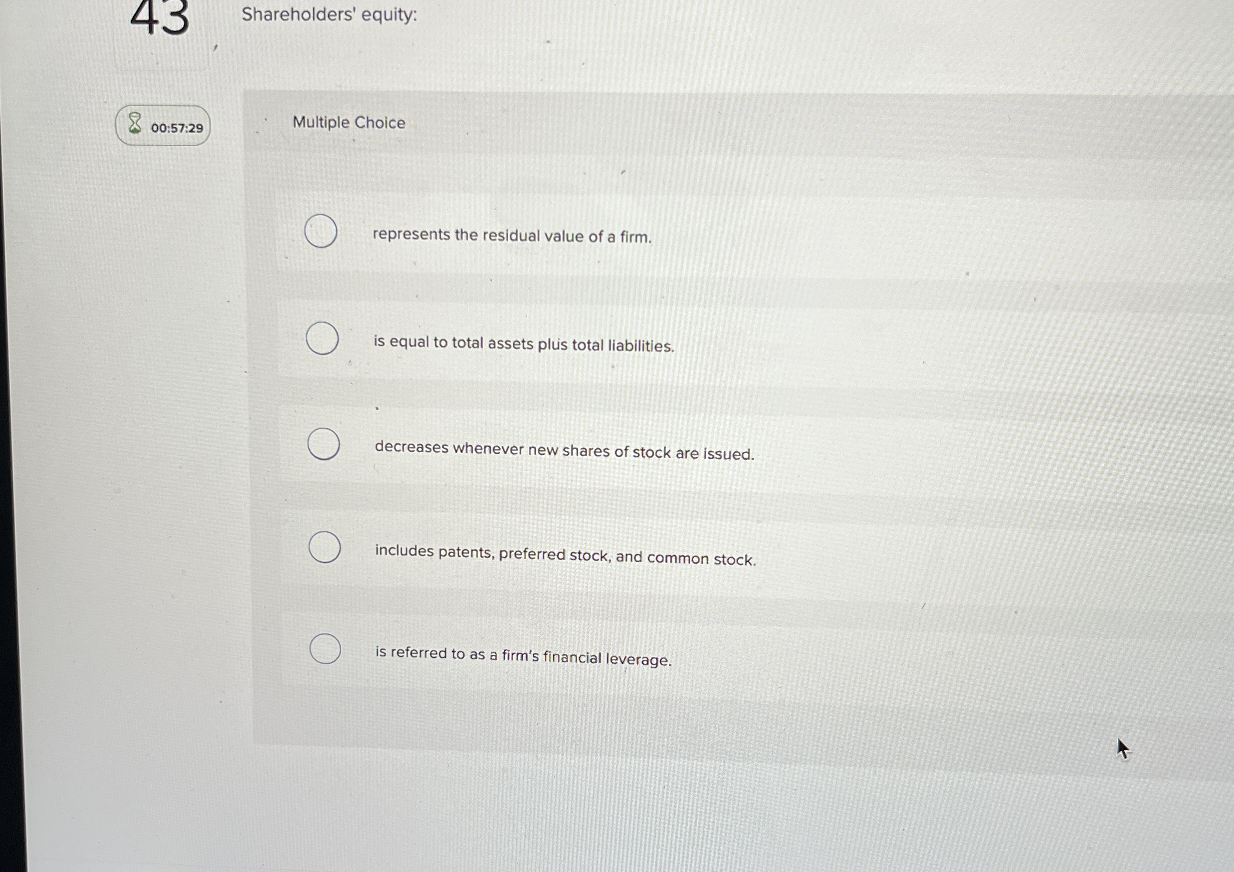 4 3 Shareholders' equity: 0 0 : 5 7 : 2 9