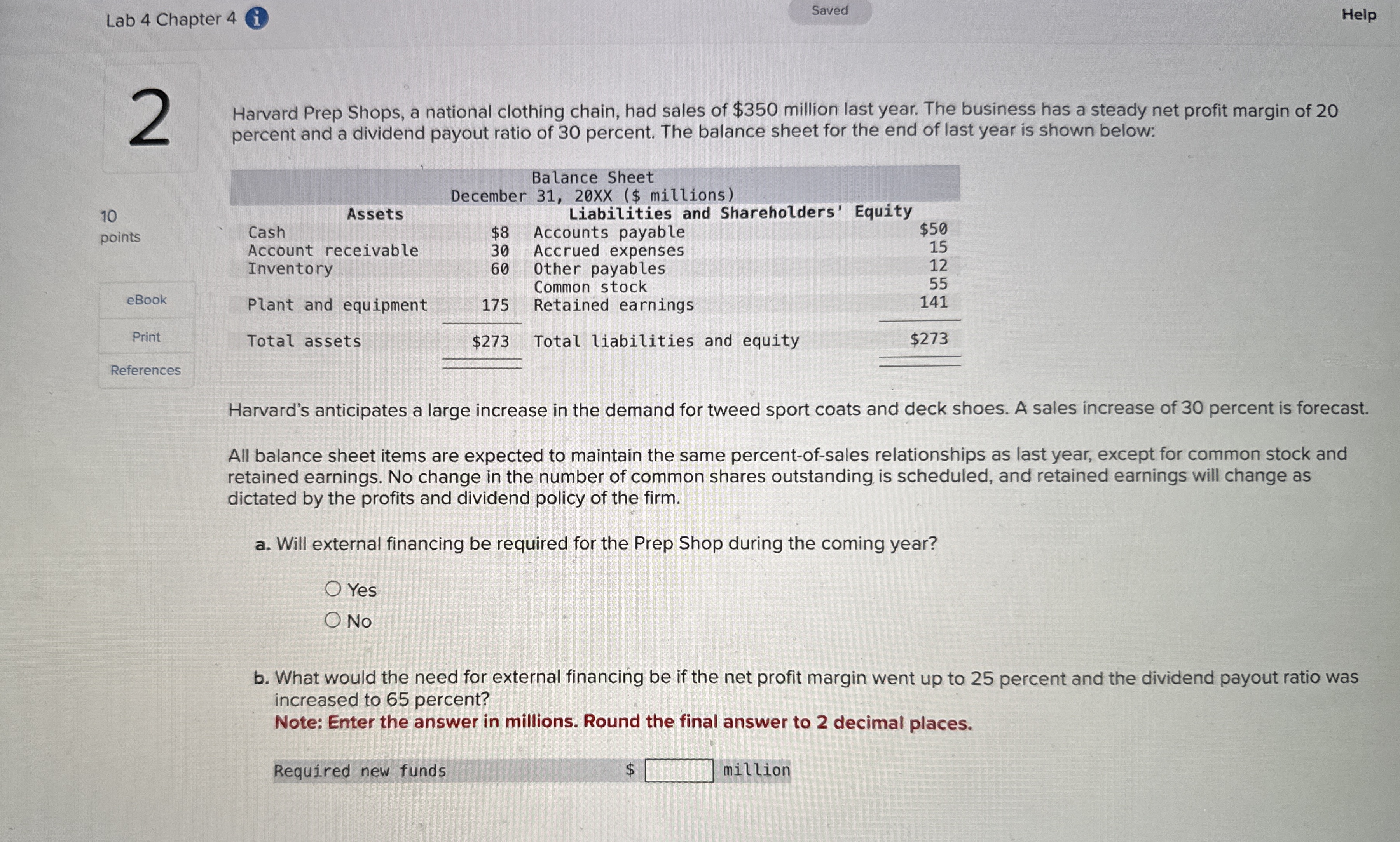 Lab 4 Chapter 4 i Saved Help 1 0 points eBook