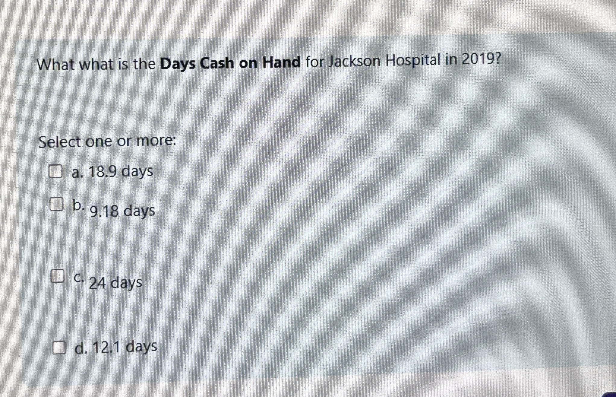 What what is the Days Cash on Hand for Jackson
