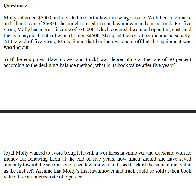 Question 3 Molly inherited \ ( \ $ 5 0 0 0 \ )