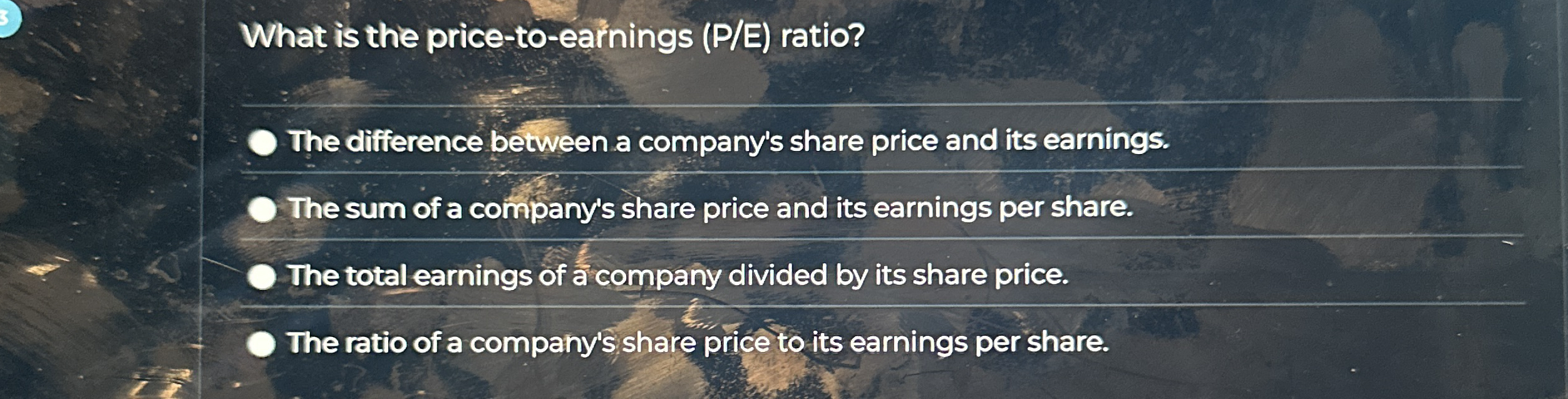 What is the price - to - earings ( P / E ) ratio?