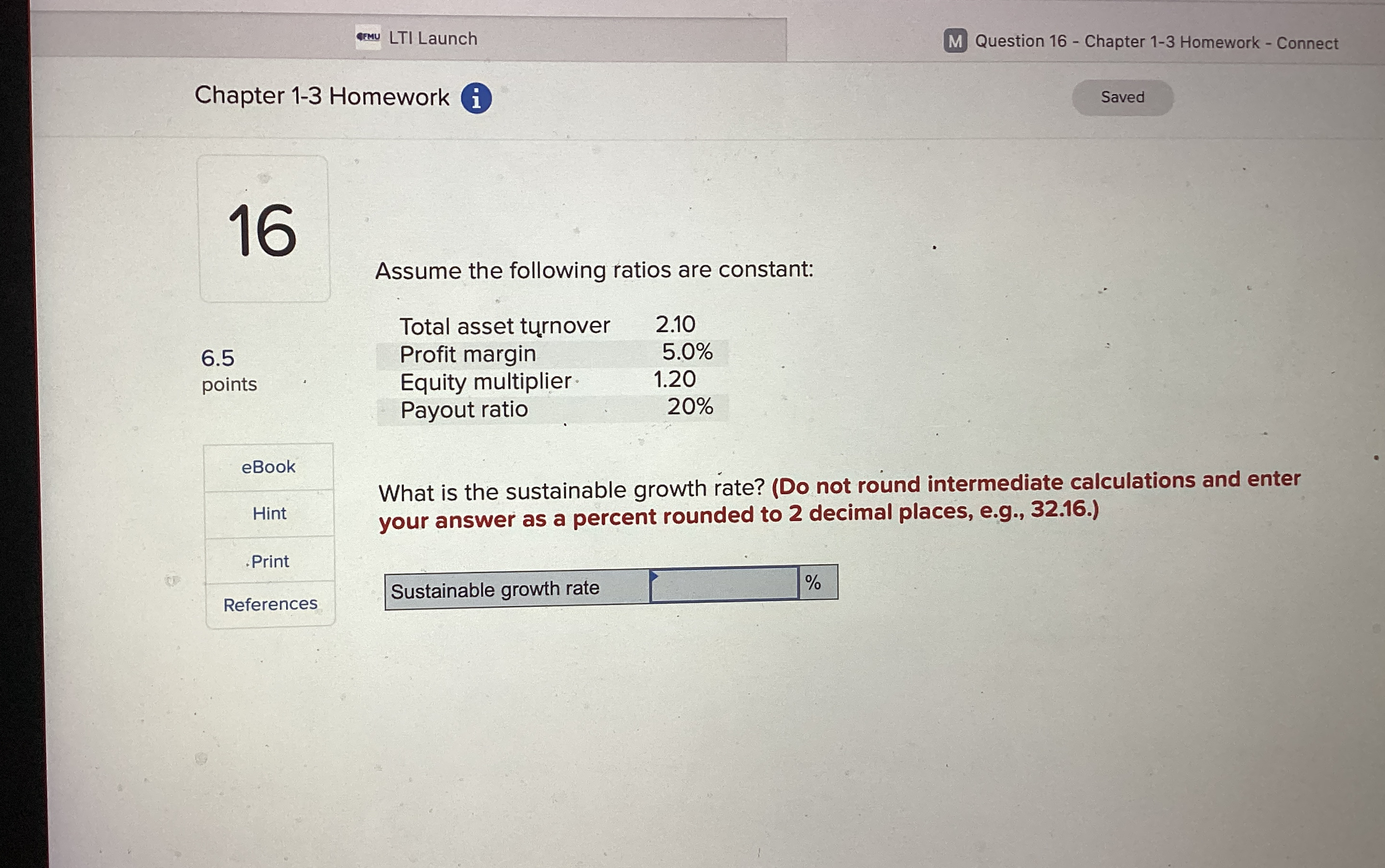 LTI Launch Question 1 6 - Chapter 1 - 3 Homework