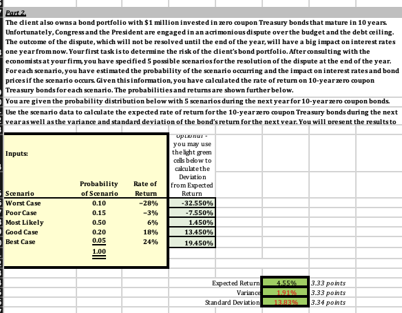 Part 2 . The client also owns a bond portfolio