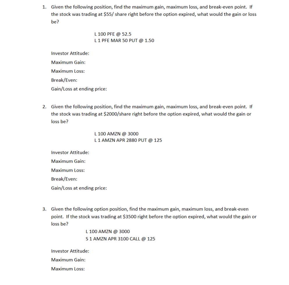 1 . Given the following position, find the