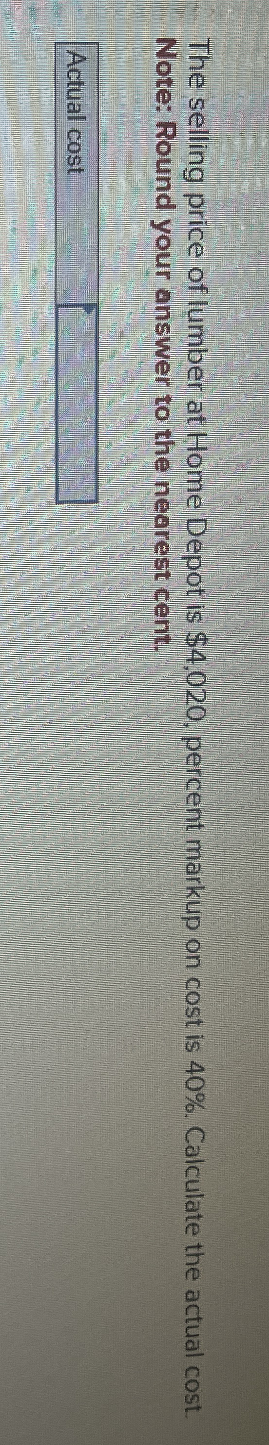 The selling price of lumber at Home Depot is $ 4